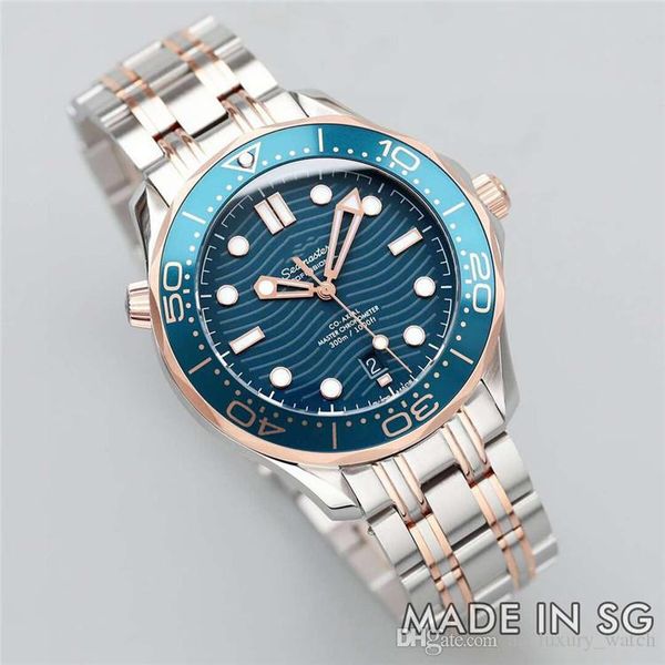 

sg 300m diving watch montre de luxe diameter 42mm 8800 automatic mechanical movement ceramic dial fine steel watchband designer watches, Slivery;brown