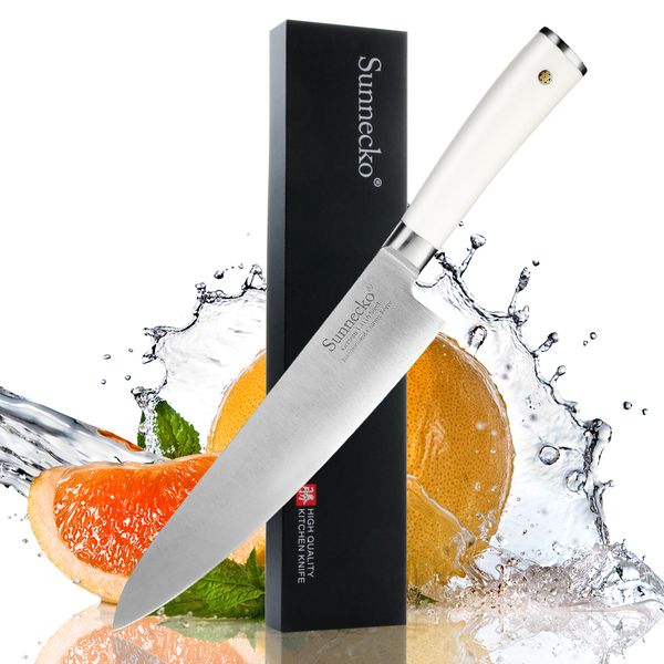 

sunnecko 8 inch chef knife vegetabe meat kitchen knives high carbon german 1.4116 stainess stee abs hande with gift box