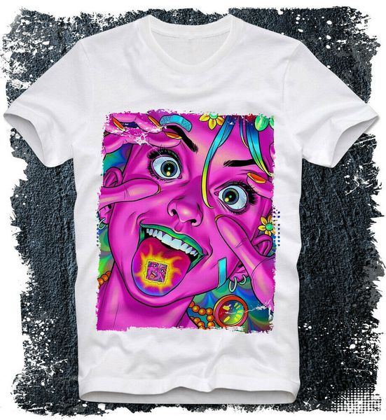 

\ t-shirt psychedelic fabrication female lucid dream lsd mdma xtc ecstasy a..., White;black