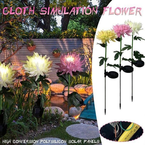

party decoration waterproof solar powered artificial chrysanthemum light led outdoor garden courtyard simulation flower lawn lamp