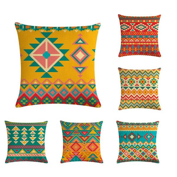 

retro prints pillow case 45x45cm decorative pattern geometric stripe rainbow cushion cover for home sofa decor arrival cushion/decorative