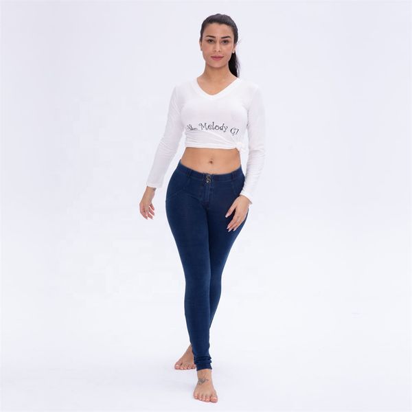 

melody for women skinny push up jeans slim fit femme mid rise fitness shapewear girls denim fashion booty control sexy, Blue