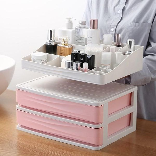 

storage boxes & bins creative multi-layer living room office deskjewelry makeup sundries container multi-function dust-proof drawer