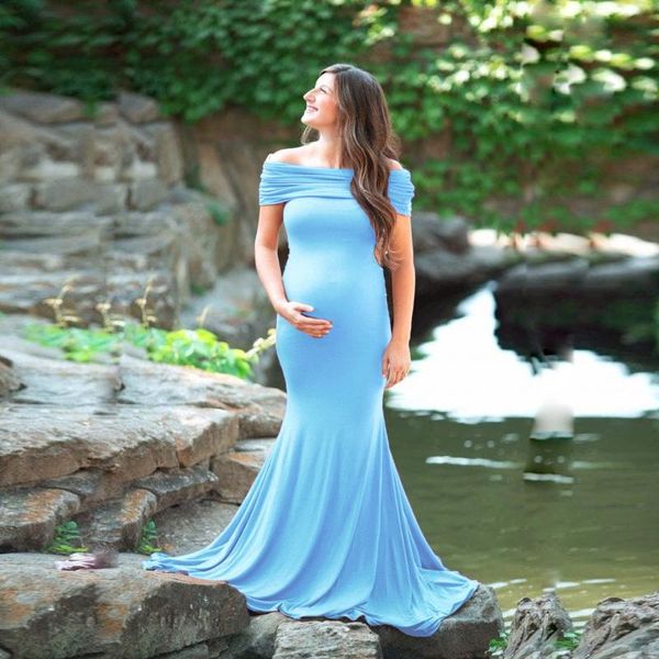 

maternity dresses for po shoot off shoulder chiffon pregnancy skirts pography prop maxi pregnant women, White