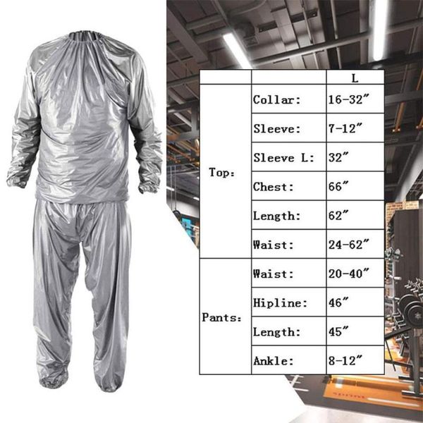 

1set sauna suit sports sweating clothes heavy duty fitness workout loss weight sweat sportswear anti-rip supplies black gym clothing, White;black