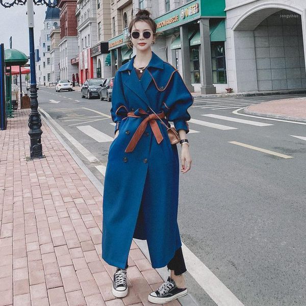 

women's trench coats coat women 2021 autumn korean style loose mid-length windbreaker office ladies fashion sashes long trend y094, Tan;black