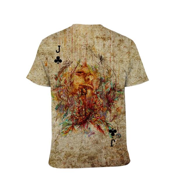 

men's t-shirts playing cards character sketch color 3d printing t-shirt poker fashion harajuku men and women street casual top, White;black