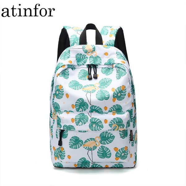 

backpack atinfor brand waterproof polyester leaf print lapfemale schoolbag women travel bag student bookbag