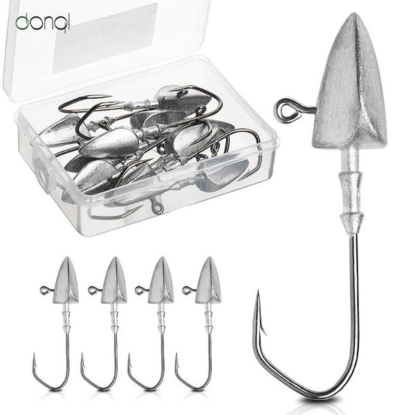 

10pcs/box jig lead head fishing hook barbed triangle fishook for carp fish soft bait worm tackle accessories hooks
