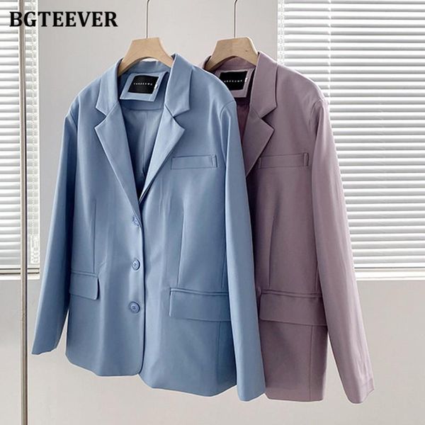 

women's suits & blazers bgteever chic elegant loose ladies full sleeve blazer autumn notched collar single-breasted women jackets 2021, White;black