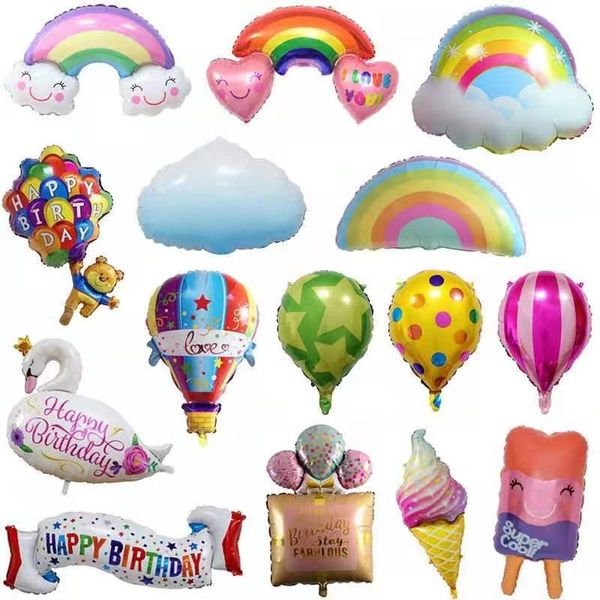 

party decoration 1pc balloon rainbow parachute air gradient ice cream birthday candy aluminum film
