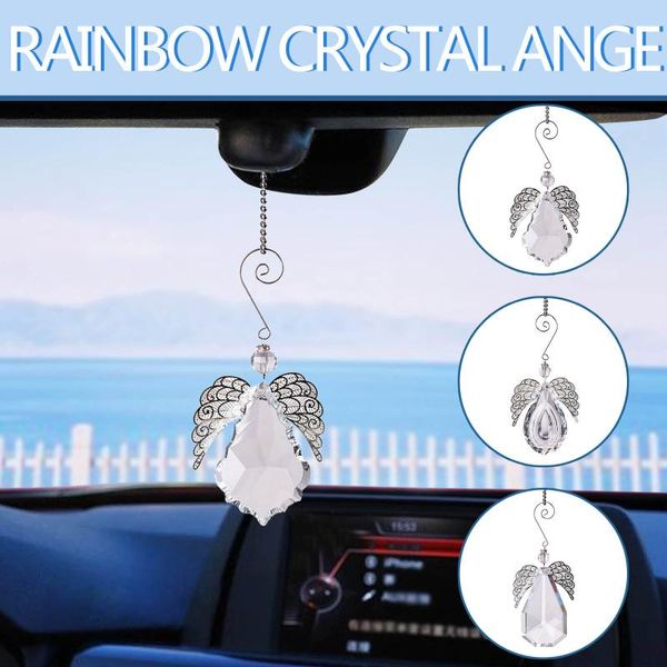 

decorative objects & figurines modern rainbow crystal angel chakra suncatcher car charm pendant birthday gift wind chimes home decoration #t