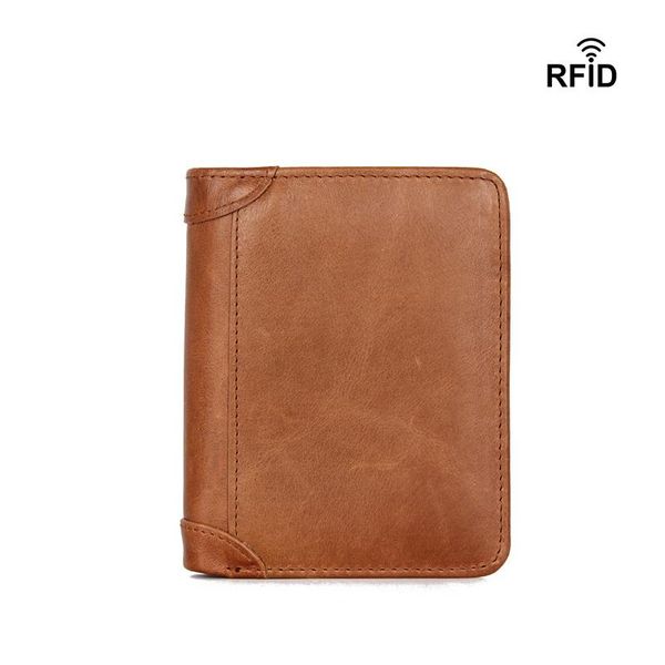 

wallets genuine leather men short wallet real crazy horse anti-theft lining vintage male purse po sim holder, Red;black