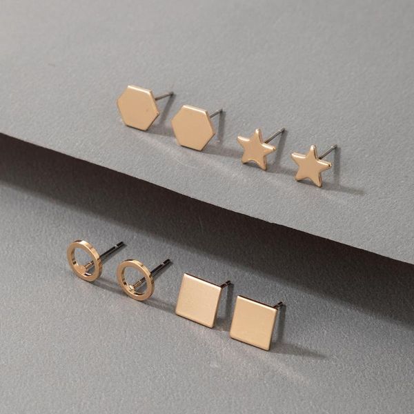 

dangle & chandelier 4pair/sets star round earrings for women boho gold geometric square set 2021 jewelry gift 17488, Silver