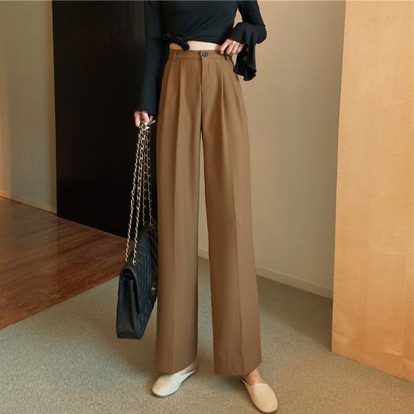 

pants loose wide leg for casual pockets full-length suit pants female summer women trousers 4tyu, Black;white