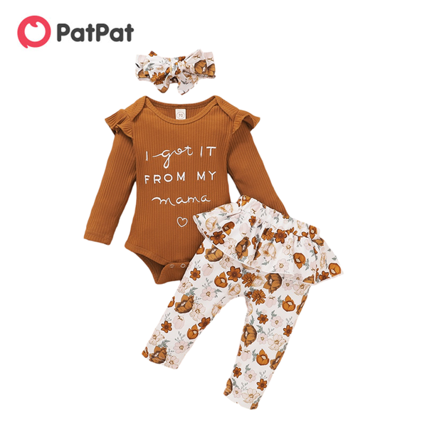 

clothing sets patpat 2021 spring and autumn 3 piece set baby girl floral for clothes, White
