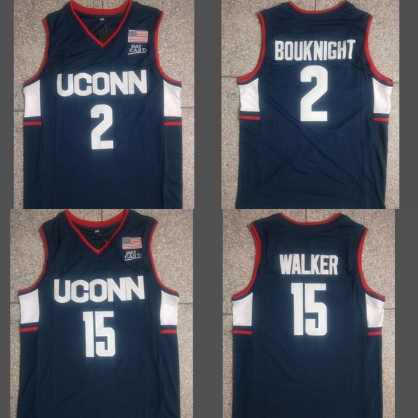 

ncaa university uconn 15 walker 2 bouknight dark blue jersey, Black