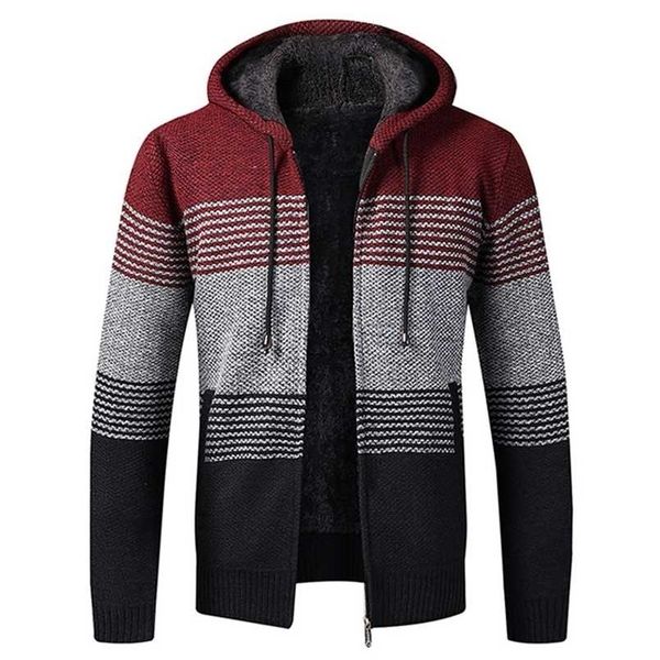 

autumn winter jacket men warm cashmere casual wool zipper slim fit fleece coat dress knitwear male 211015, Black;brown