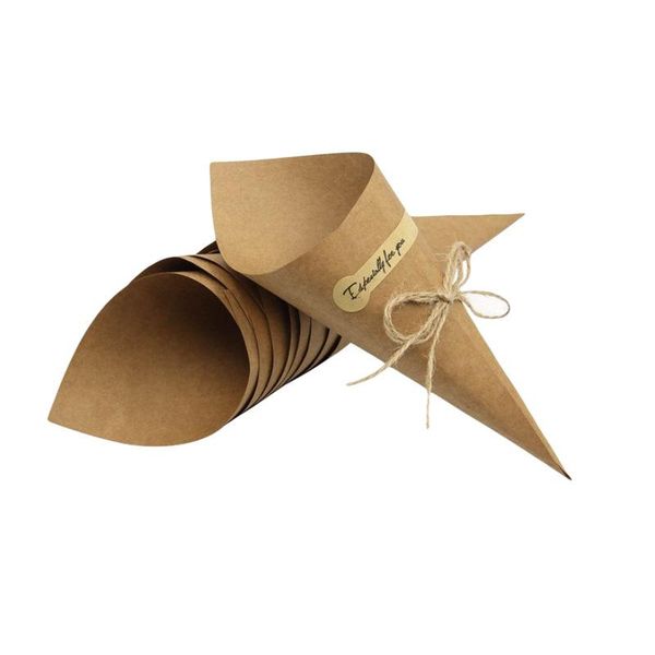 

gift wrap 50pcs/packs primary color cone paper retro kraft dried flower box card bouquet diy wedding candy