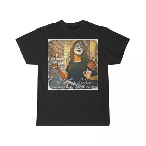 

kiss ace frehley ny groove men's short sleeve tee, White;black