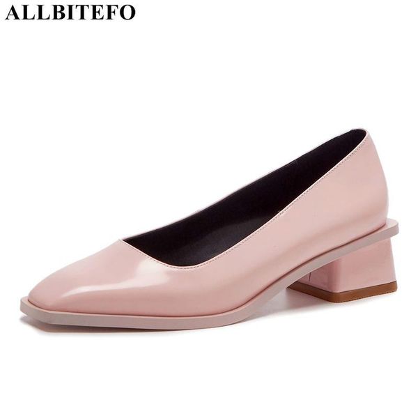 

dress shoes allbitefo natural genuine leather women high heel square toe fashion heels girls pink white kitten, Black