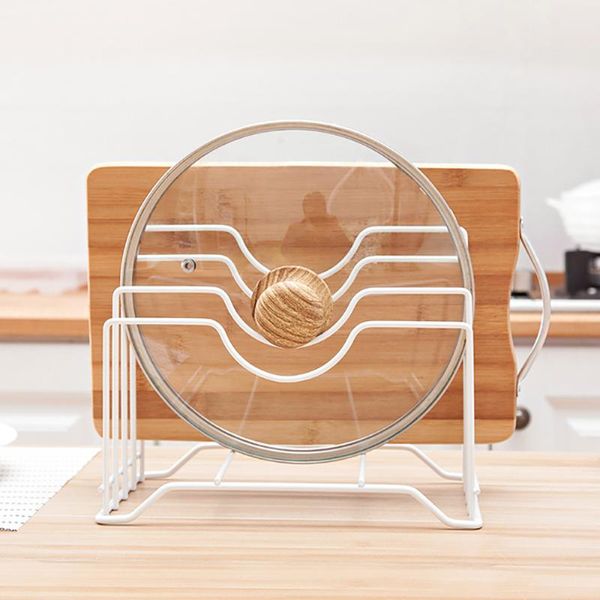 

iron multifunctional pan pot lid cover cutting board holder multi layer space saving storage rack shelf organizer kitchen tool & organizatio
