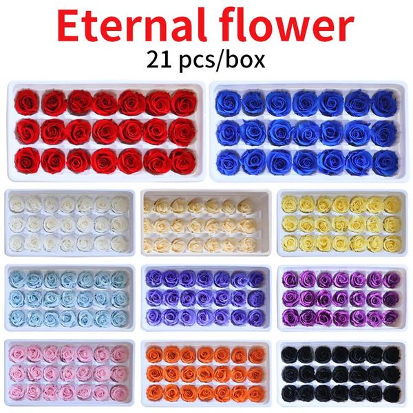 

21pcs/box diy 2-3cm eternal roses natural preserved flowers immortal rose mothers day gift wedding decoration drop party favor