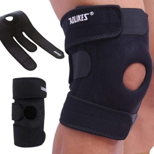 

aolikes fitness knee support patella belt elastic bandage tape sport adjustable strap kneepads protector band football gym 1pcs elbow & pads, Black;gray