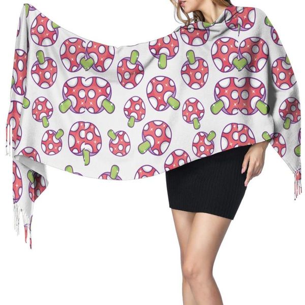 

scarves noisydesigns women scarf cute mushrooms long cashmere blanket comfortable breathable shawl wraps casual daily wear autumn winter, Blue;gray