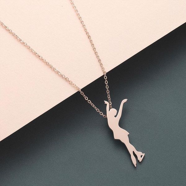 

pendant necklaces 2021 friend womens gift for woman pendants dancing girl ballet stainless steel gold chains necklace fashion, Silver