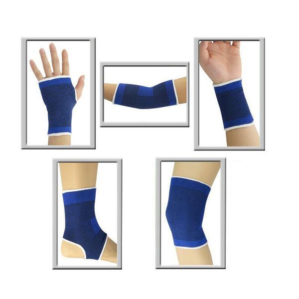 

pair athletic polyester and cotton knitted fitness ankle protector elastic sweat-absorbent suitable for any sport support, Blue;black