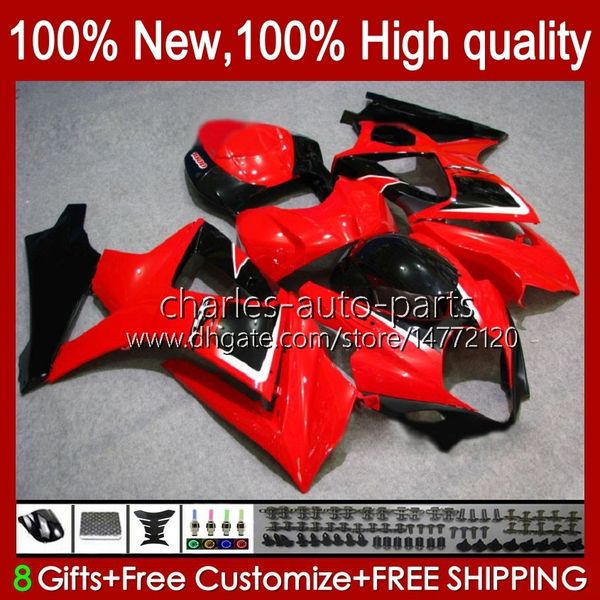 Carene moto per SUZUKI GSX R1000 GSXR 1000 1000CC 2007-2008 48No.68 GSX-R1000 GSXR1000 K7 07 08 GSXR-1000 GSXR1000CC 2007 2008 Kit carenatura OEM fabbrica rosso blk