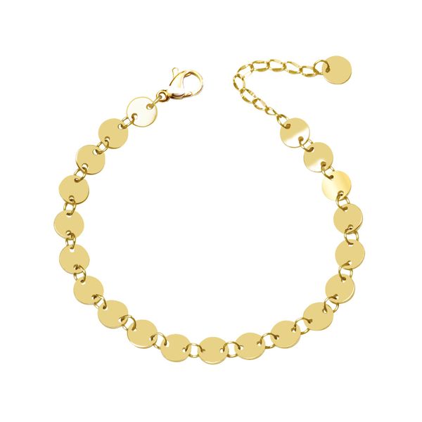 

with box e087 16+5cm long bracelet small circle titanium steel no fade charm bracelets silver jewelry, Golden;silver
