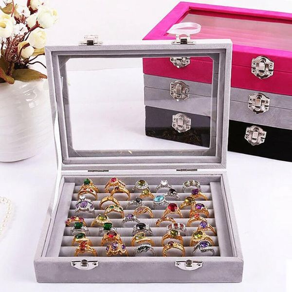 

jewelry pouches, bags velvet portable organizer display earring ring storage tray box case necklace earrings rings bracelets, Pink;blue
