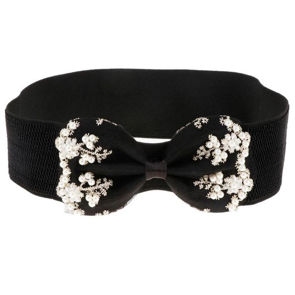 

belts elastic large bowknot wide waist belt high band dress accessories, Black;brown