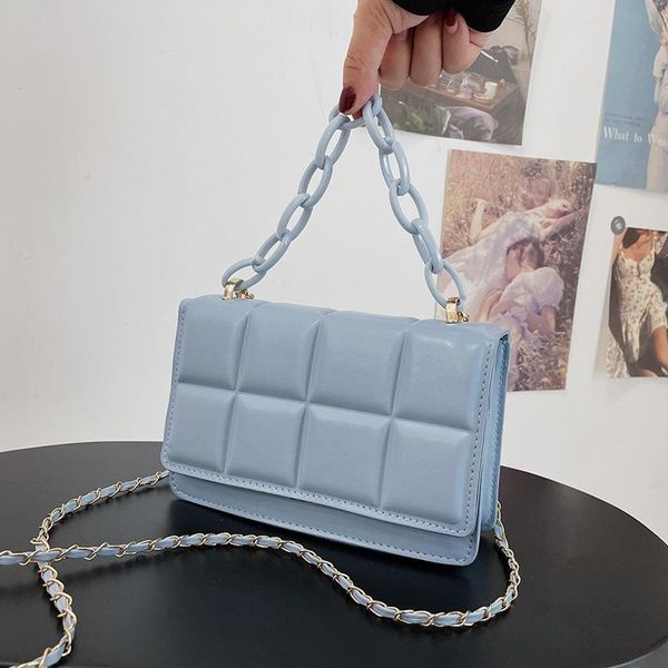 

evening bags plaid shoulder crossbody bag female pu leather acrylic chains messenger casual handbag and purse designer square bolsa ssac