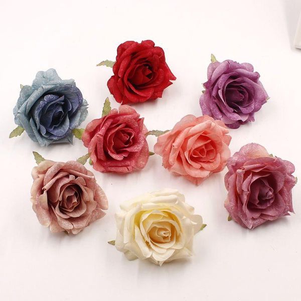 

artificial roses heads wedding silk flower head diy decoration headdress home party fake decorative flowers & wreaths