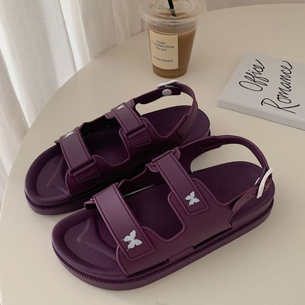 

womens sandals 2021 lolita platform kawaii shoes summer butterfly casual roman vintage fashion female flat footwear, Black