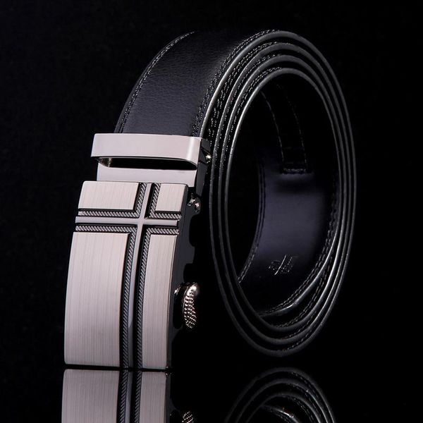 

men luxury cowhide genuine leather belt business casual male designer cinturones automatic buckle belts ceinture homme cinturon, Black;brown
