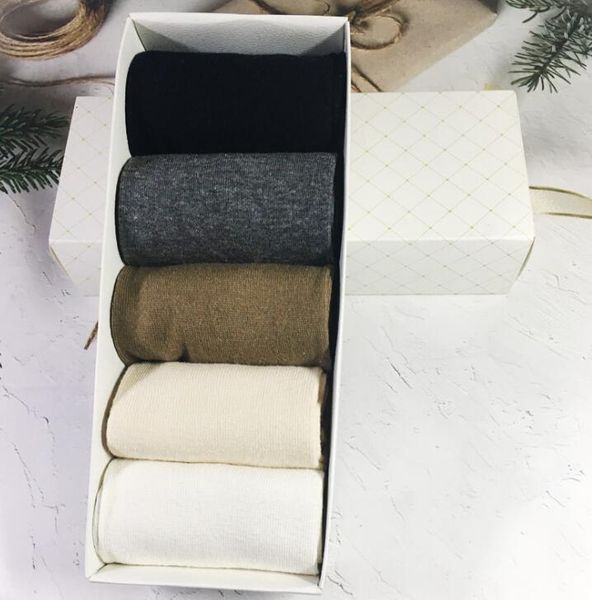 

1-4five pairs of gift boxed spring and autumn men's medium cotton socks solid color sweat absorbing and breathable fashion casual busin, Black