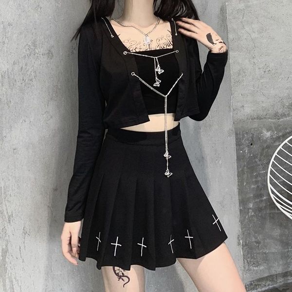 

women casual camisole/ long sleeve cardigan, 2021 fashion black solid color crop women's t-shirt, White