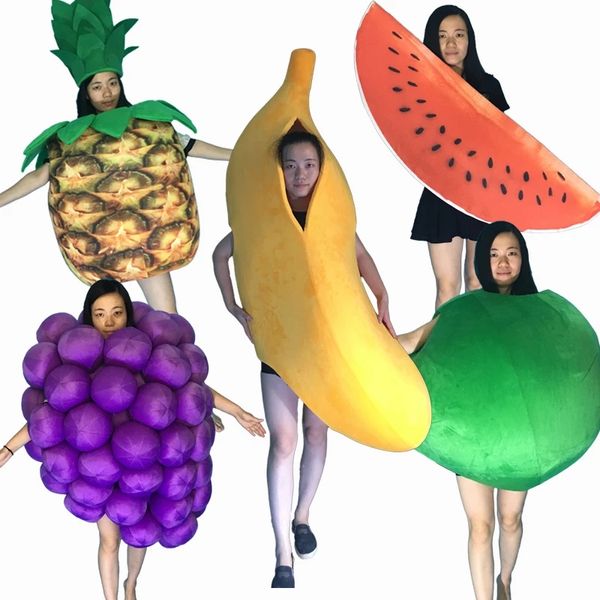 Professional Mascot Traje Tamanho Adulto Banana Uva Abacaxi Abacaxi Maçã Fruta Halloween Christmas