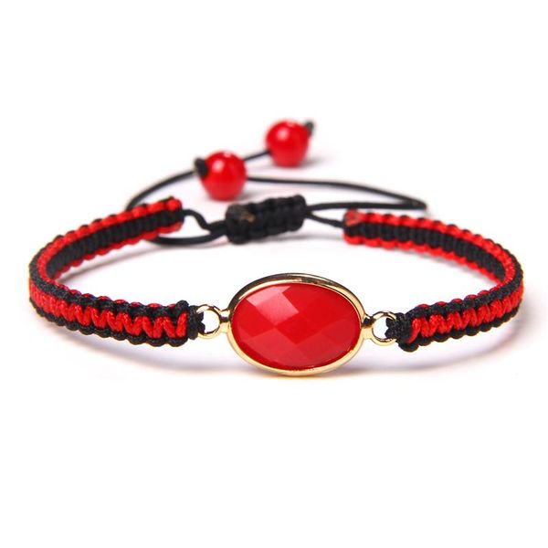 

beaded, strands multicolor handmade black and red rope woven bracelet adjustable natural quartz beads pendant charm bangles for women men gi