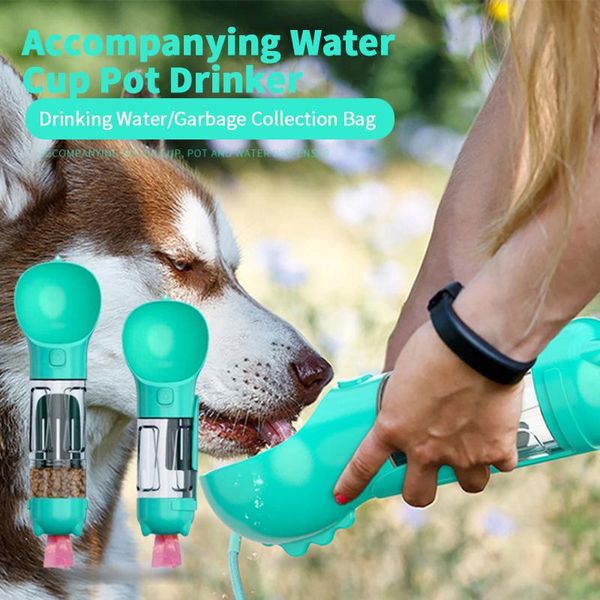 

300/500ml portable pet cups drinking bottle dog cat health feeding water feeders travel products with toilet bag box bowls