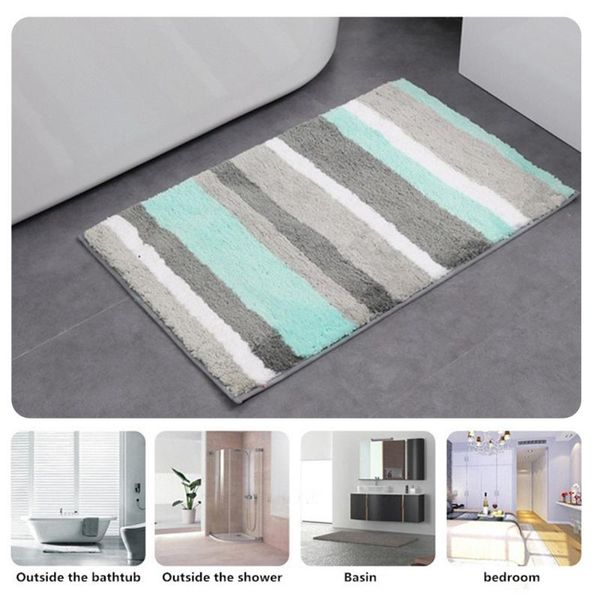 

19.6Ã31.4 inches striped bath rug soft microfiber non slip mat anti-slip mats living room bedroom floor water absorbent carpets