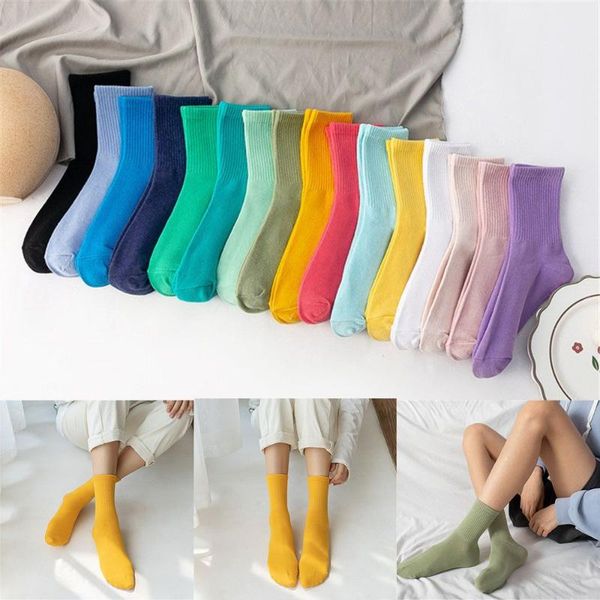

socks & hosiery student women breathable solid color sport cotton harajuku skateboard, Black;white
