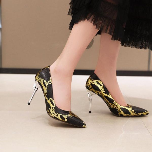 

dress shoes serpentine pointed rhinestone banquet fashion spring summer high-heeled size 50 direct manufacturers 9cm, Black