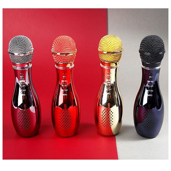 

wireless karaoke microphone bluetooth handheld portable speaker home ktv player with dancing led lights record function for all microphones
