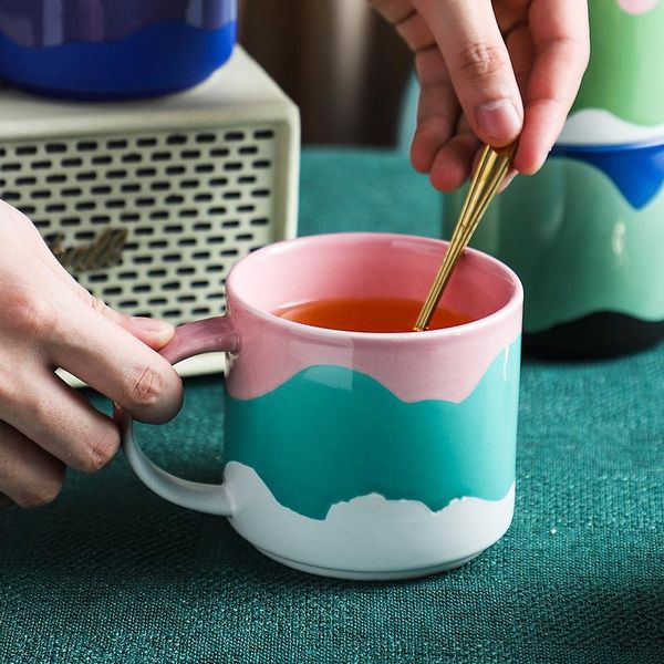 

mugs nordic style cute painted ceramic mug with handle milk tea cup juice coffee cafe breakfast novelty gifts