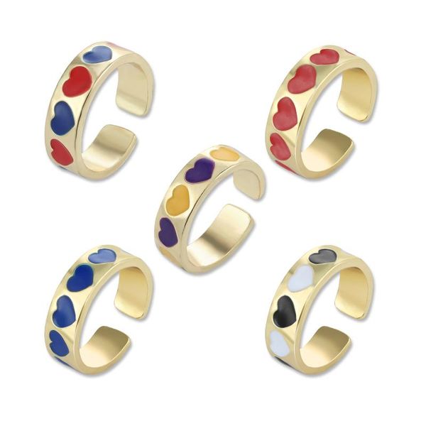 

wedding rings girlgo ins trendy metal heart for women ajustable drip oil open ring bridal finger jewelry, Slivery;golden